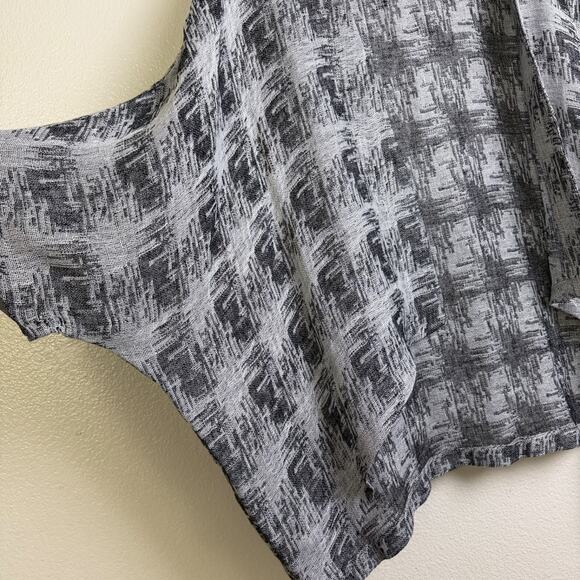 Yushi Linen Jacket Womens Medium Silver Black Open Front Lightweight Top - Picture 3 of 7